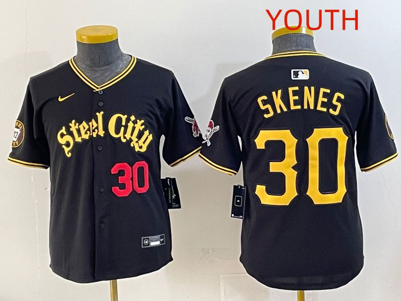 Youth 2025 Pittsburgh Pirates #30 Skenes Black Game Nike MLB Jersey style 7154